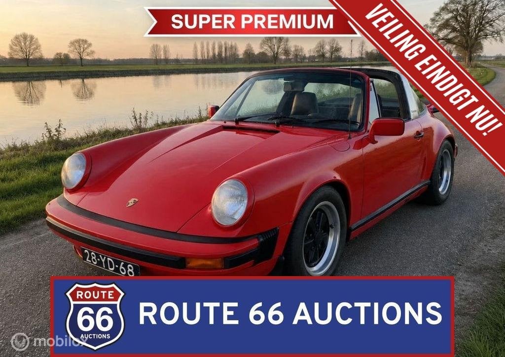 Porsche 911 Targa | 1974 | Route 66 Auctions, Auto's, Zwart, Bedrijf, Overige carrosserie, Porsche