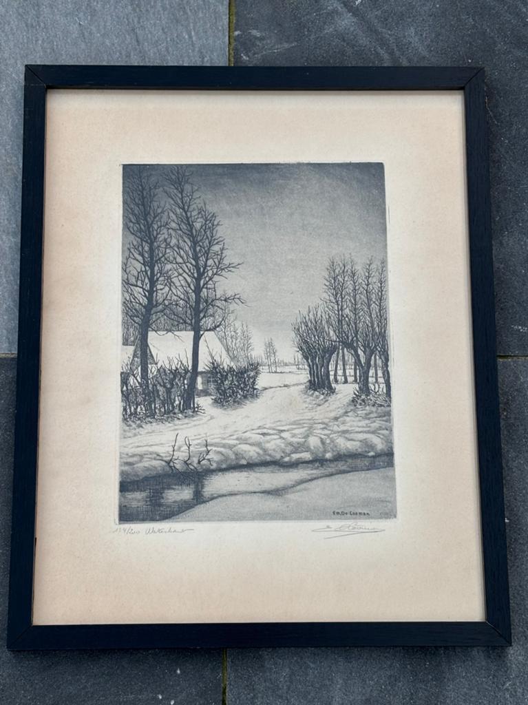 Ets van de Belgische kunstenaar Emiel De Cooman (1922-2021), Ophalen of Verzenden, Ets, Genummerd