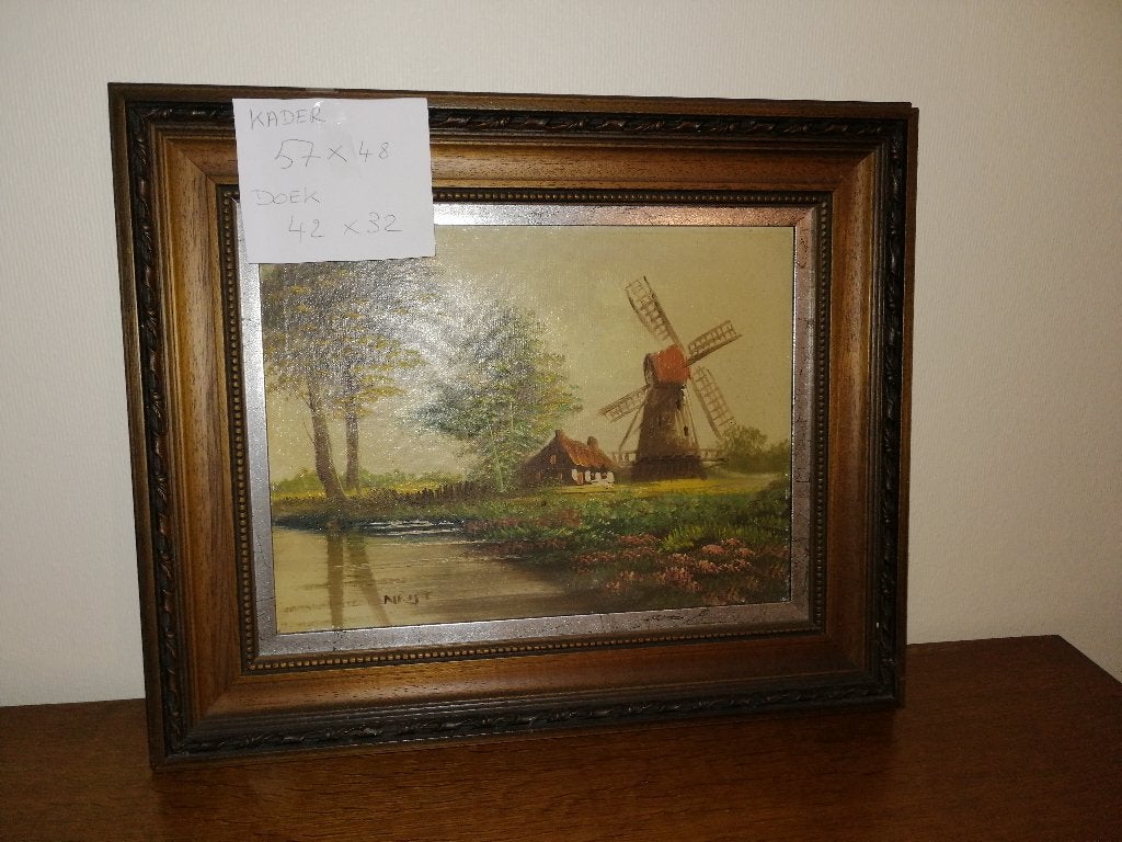 schilderij, Ophalen, Doek, Gesigneerd, Landschap