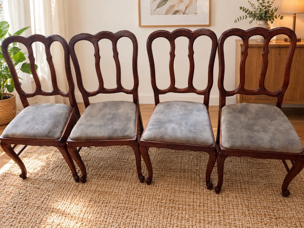 Lot de 4 chaises vintage en bois, Maison & Meubles, Gris, Enlèvement, Utilisé, Bois