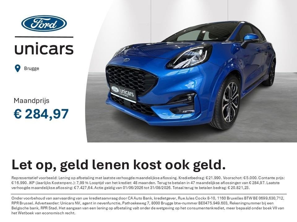 Ford Puma 1.0i Ecoboost mHEV 114kW Aut. ST-Line X AUTOMATIQU, Autos, Entreprise, 5 portes, 5 places, Tissu