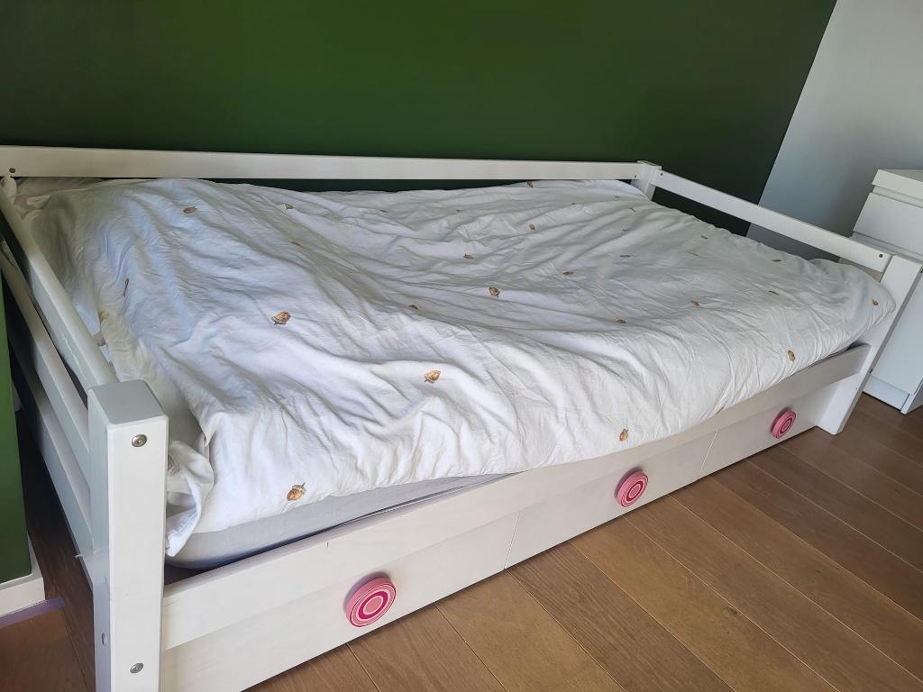 Eenpersoonsbed, Kinderen en Baby's, Kinderkamer | Bedden, Gebruikt, 180 cm of meer, 85 tot 100 cm, Lattenbodem, Ophalen