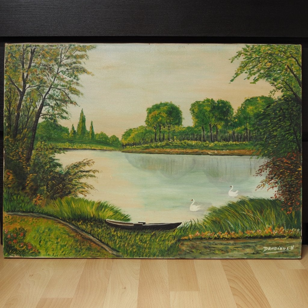 Tableau paysage peinture V. Daubioul - 70*50cm, Antiquités & Art, Peinture à l'huile, Paysage, Enlèvement, Peint à la main