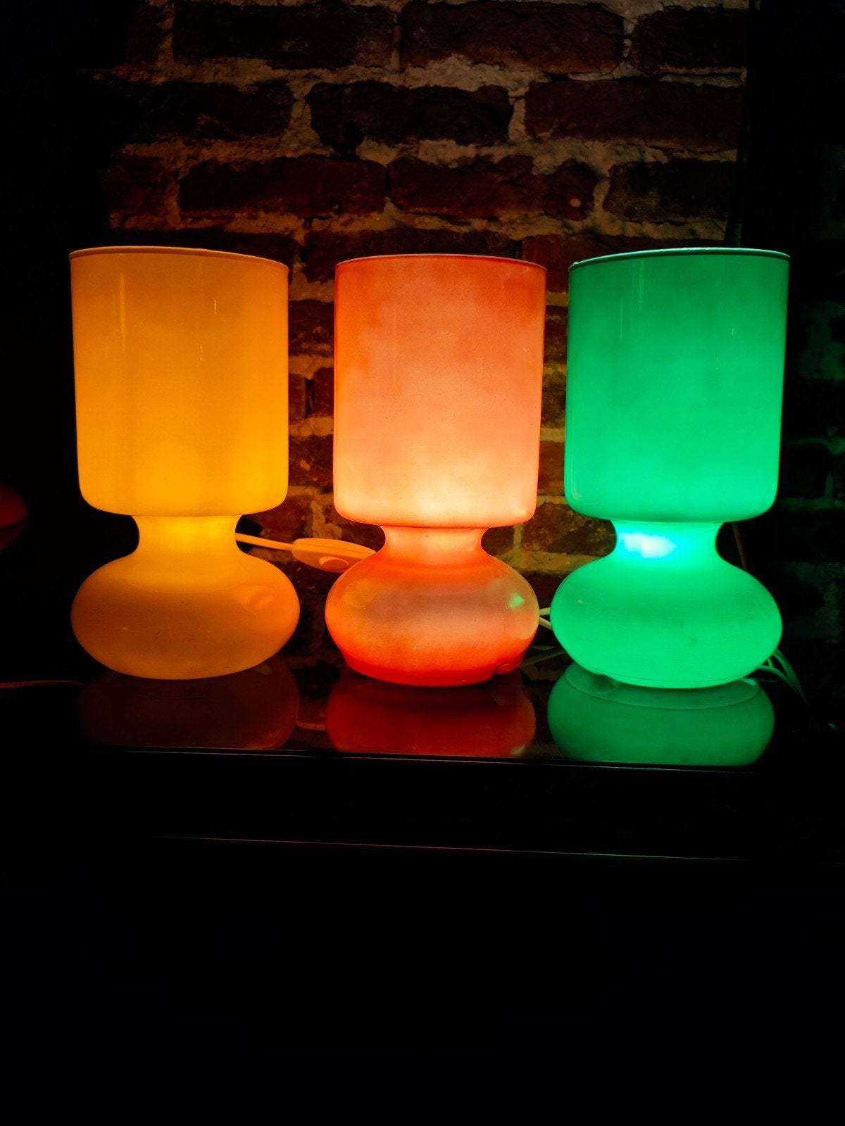 Ensemble de 3 lampes vintage IKEA Lykta - Verre soufflé, Enlèvement ou Envoi