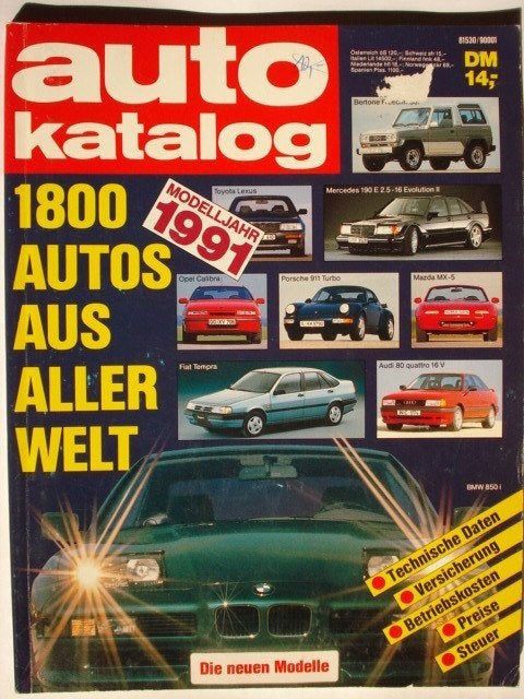 Auto Motor und Sport Autokatalog Modelljahr 1991 1800 Autos, Envoi, Utilisé, Général