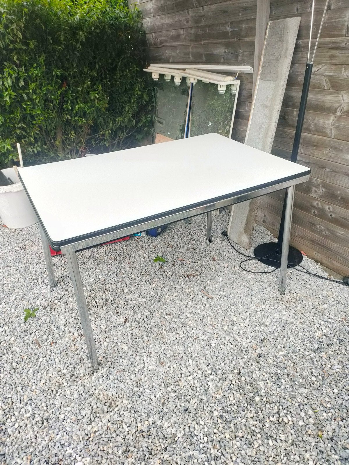 Keukentafel + 4 stoelen, Ophalen, Gebruikt, 100 tot 150 cm, 75 cm of meer