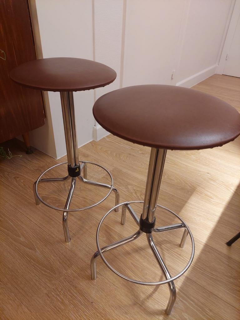 2 Vintage Barkrukken, Huis en Inrichting, Barkrukken, Ophalen, Met voetsteun, 60 tot 90 cm, Zo goed als nieuw