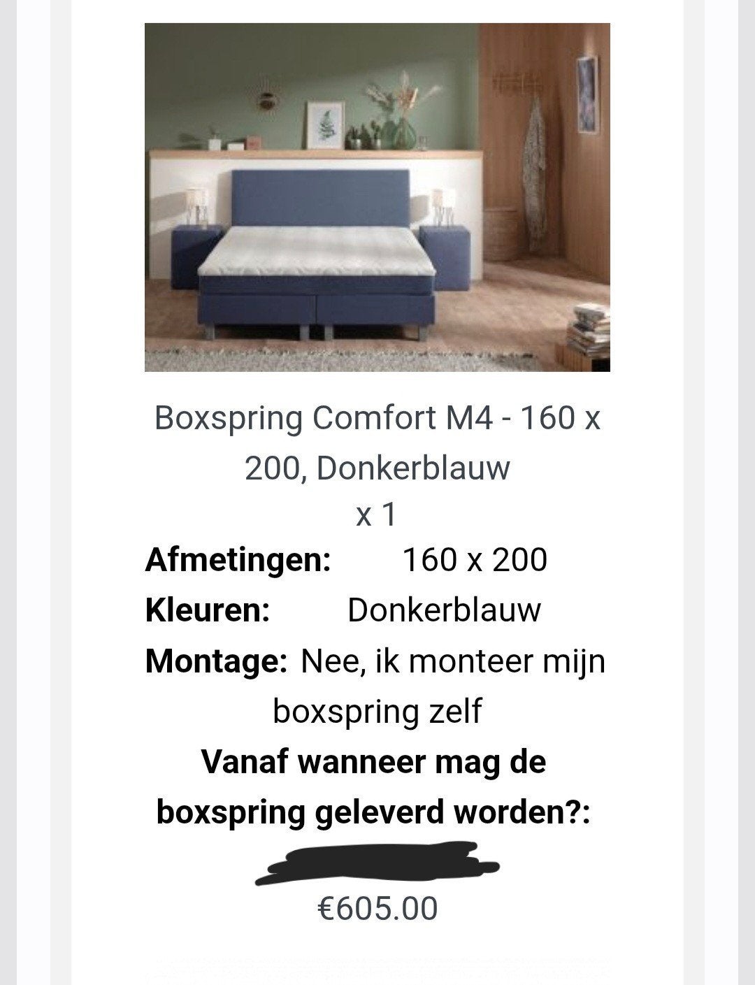 Donkerblauw Bed - 160 cm - Afhalen in Leuven, Ophalen, Blauw, Tweepersoons, Zo goed als nieuw