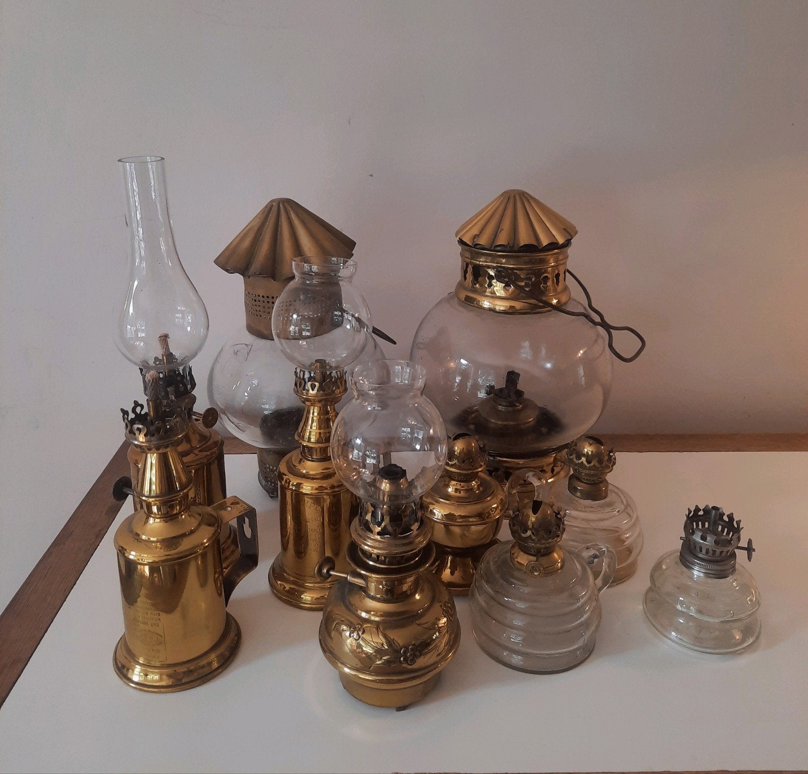Antieke olielampen - o.a. Lampe-Pigeon (Los of als lot), Ophalen