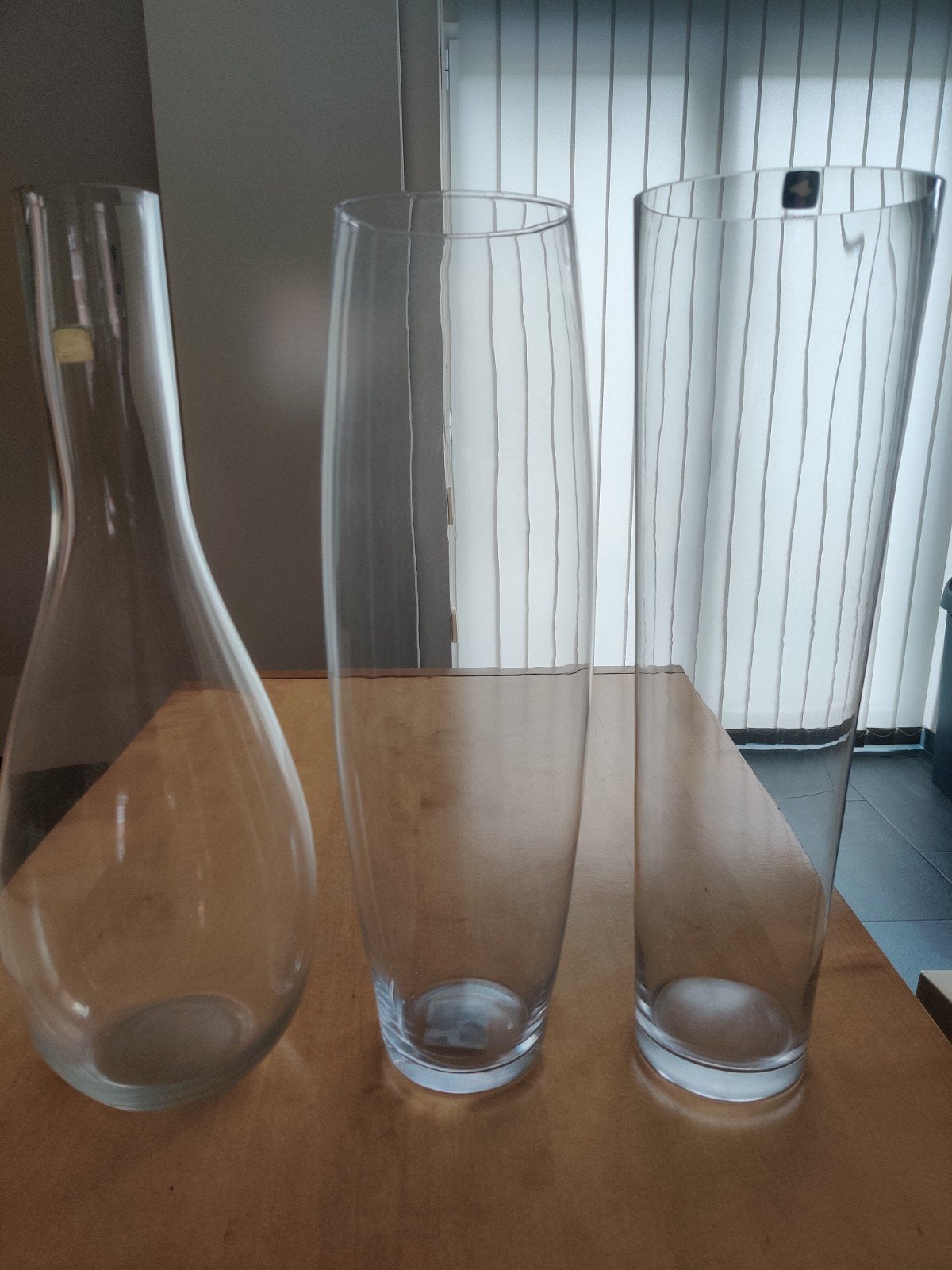 3 hele hoge vazen, Ophalen, Gebruikt, Glas, 50 tot 75 cm