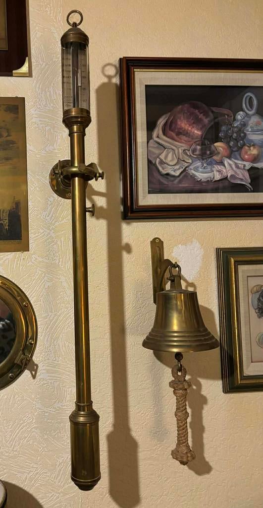 Antieke messing scheepsbarometer, Antiek en Kunst, Curiosa en Brocante, Ophalen