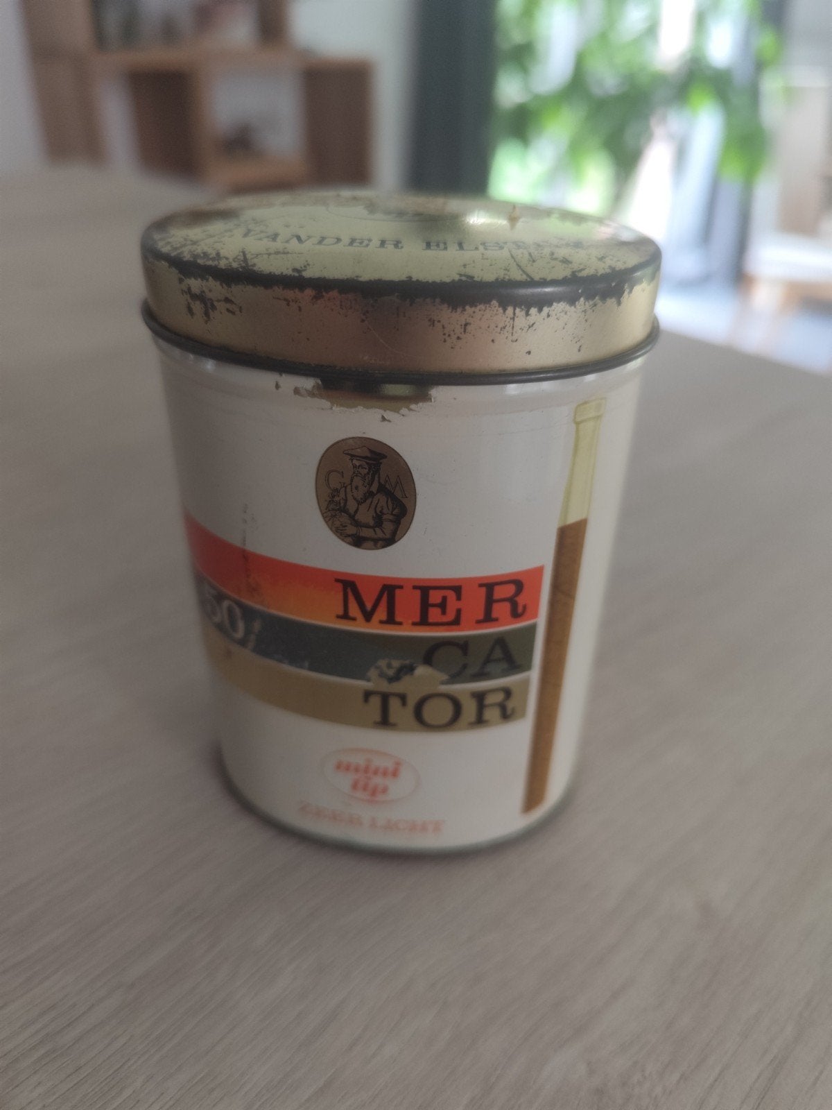 Ancienne boîte en tôle ronde MERCATOR Vander Elst - Vintage, Enlèvement ou Envoi