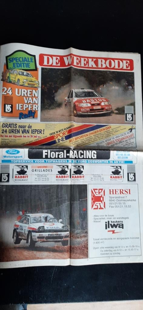 Rally 24 uren van Ieper 1991  De Weekbode, Ophalen of Verzenden