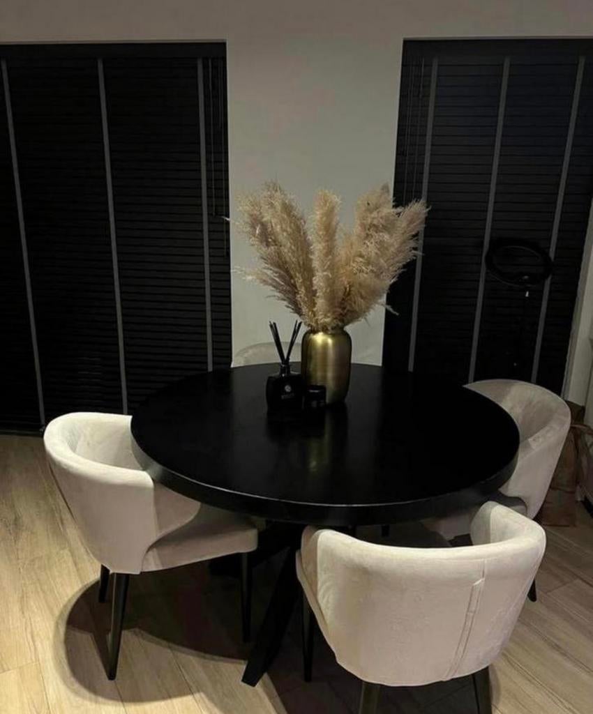 Mangohout eettafel, Huis en Inrichting, Ophalen, Zo goed als nieuw, 4 tot 6 stoelen