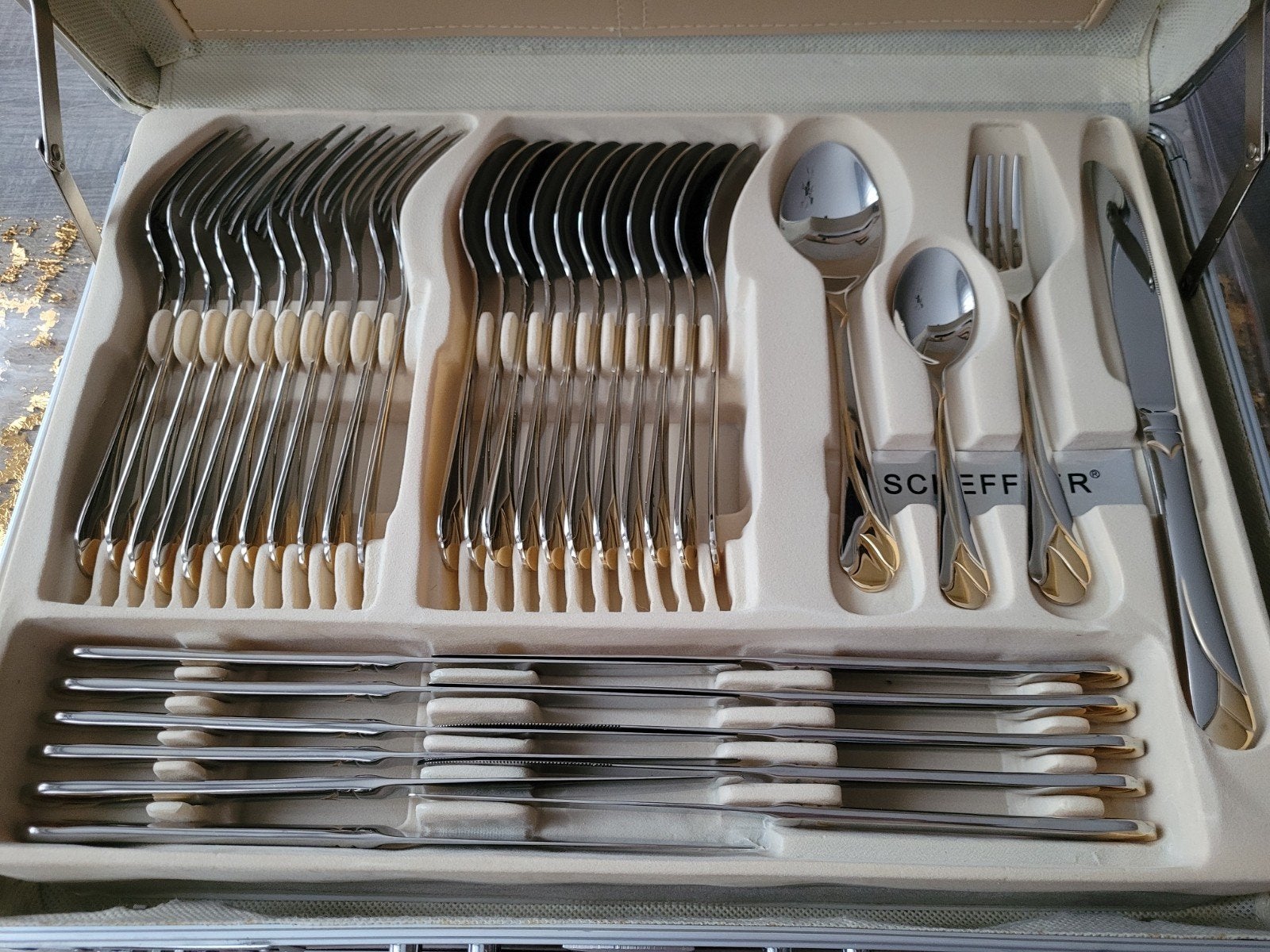 72 delig bestekkoffer Scheffler Nieuw, Ophalen, Bestekset, Nieuw, Inox of Chroom