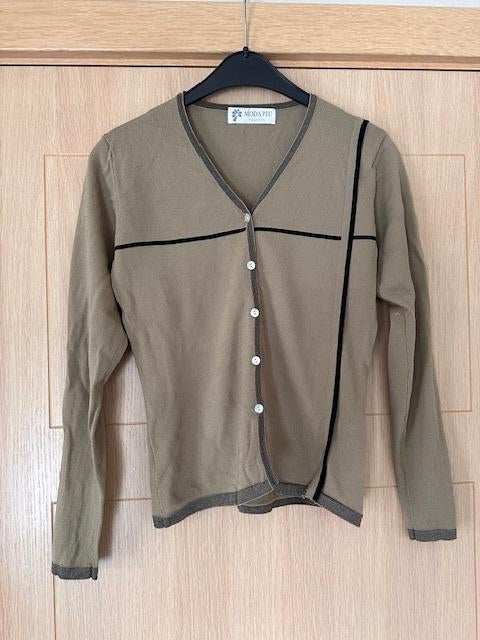 Cardigan Moda Piu maat S (nr7080), Bruin, Zo goed als nieuw, Maat 36 (S), Moda piu