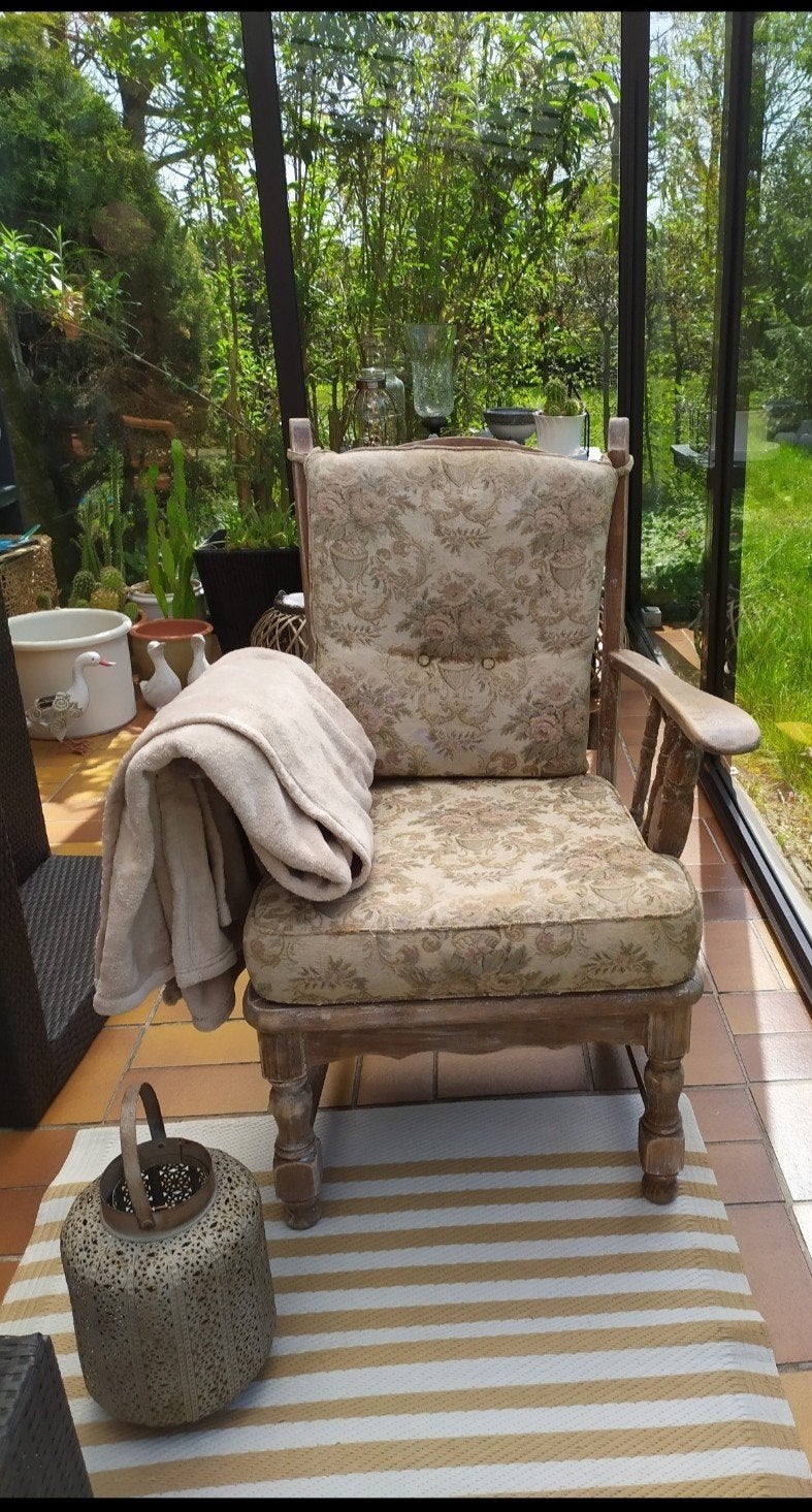 Vintage houten zetel  handgemaakt jaren '50, Ophalen