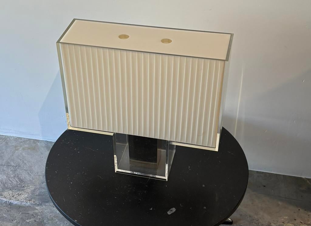 Kartell Tati beige plissé designlamp, Ophalen, Zo goed als nieuw