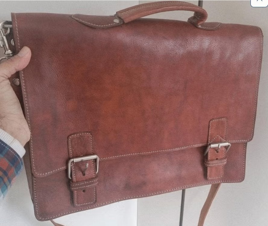Nieuwe lederen werktas/schooltas uit Marrakech, Ophalen, Bruin, Nieuw, 40 tot 50 cm