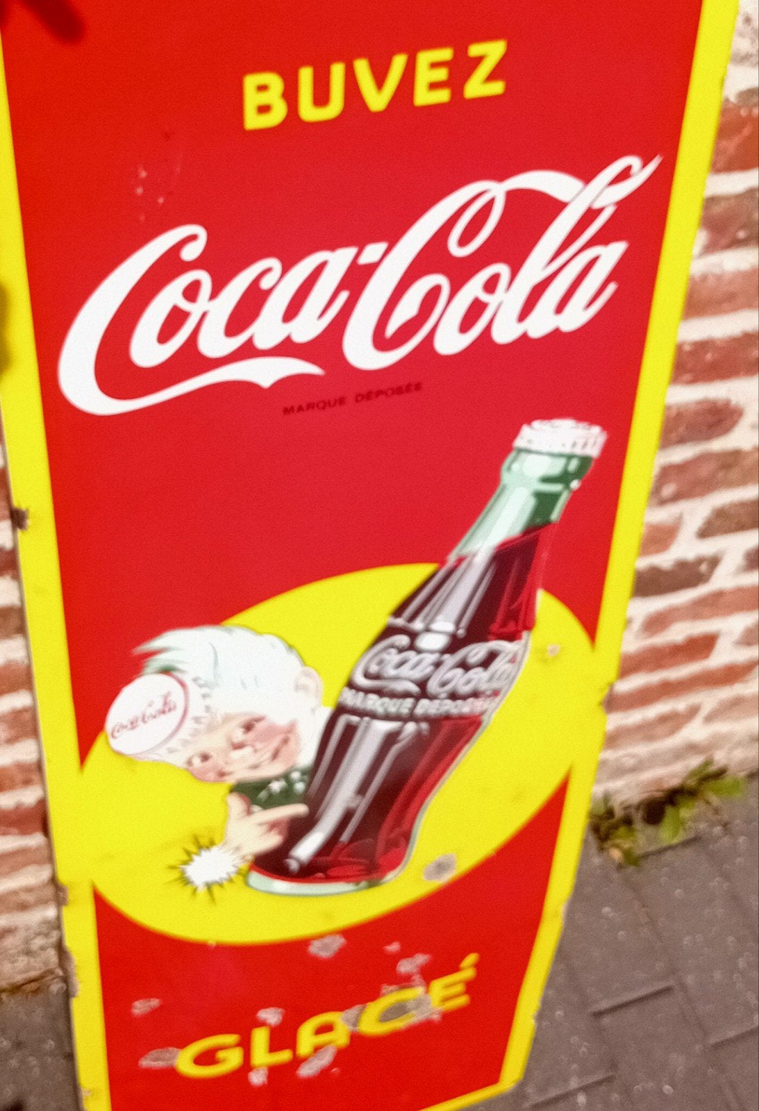 emaille reclamebord Coca-Cola, Enlèvement ou Envoi, Utilisé, Panneau publicitaire