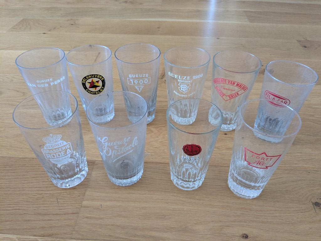 Set Gueuze glazen die niet bij elkaar passen, Verzamelen, Glas en Drinkglazen, Ophalen