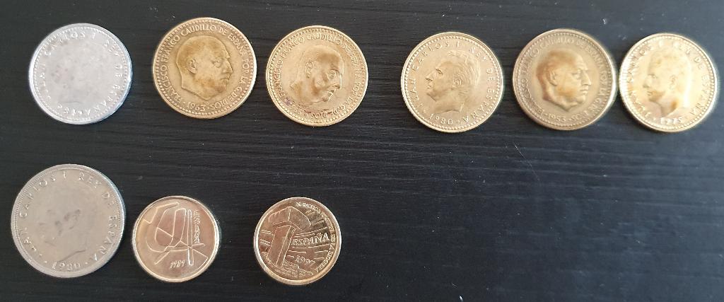 Set munten van 3x 5 pesetas en 6x1 peseta van Spanje, Envoi, Série