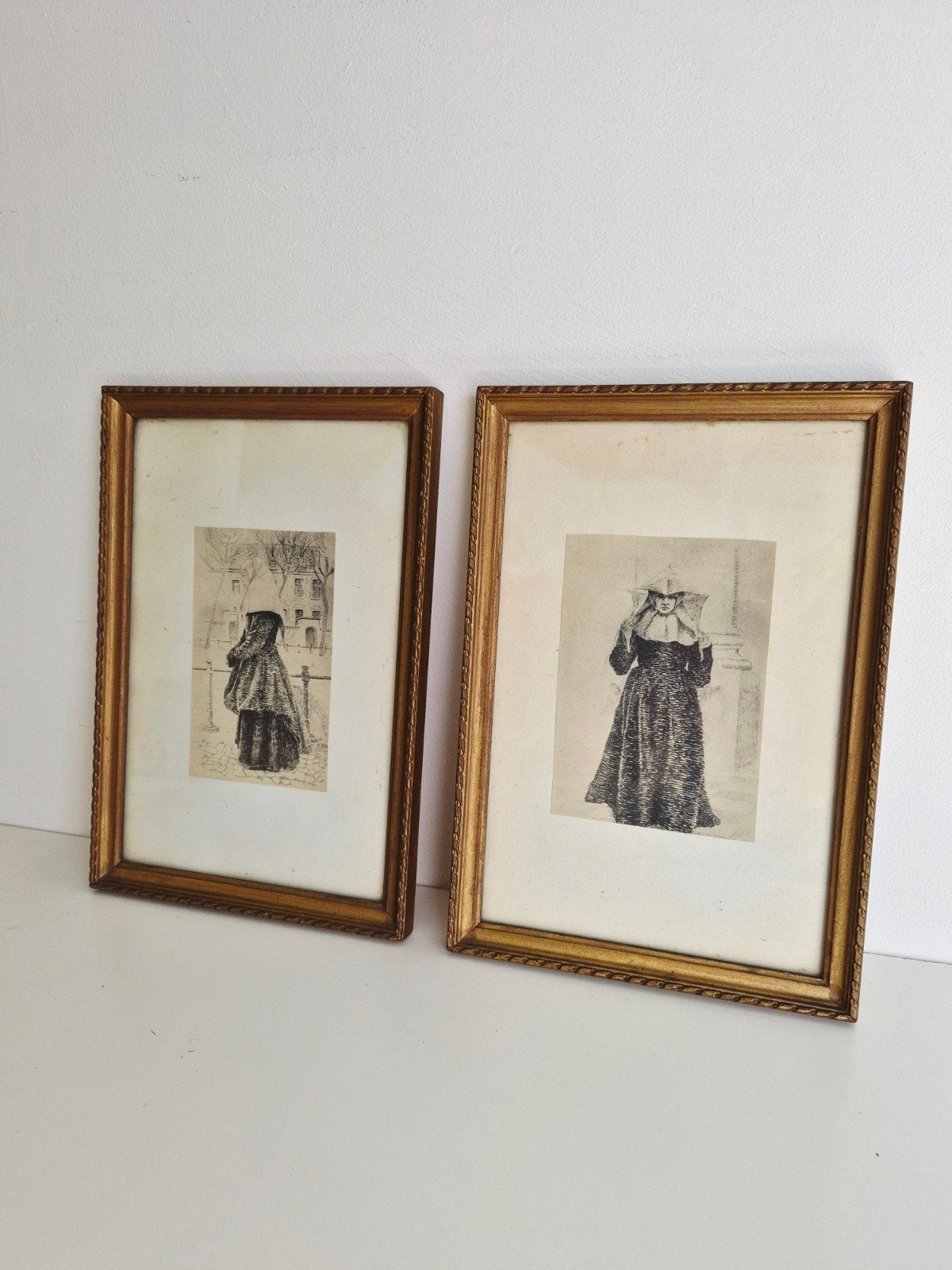 Set van 2 gesigneerde litho’s van Anna de Weert, 30 cm, Religie, 20 cm, Lithografie