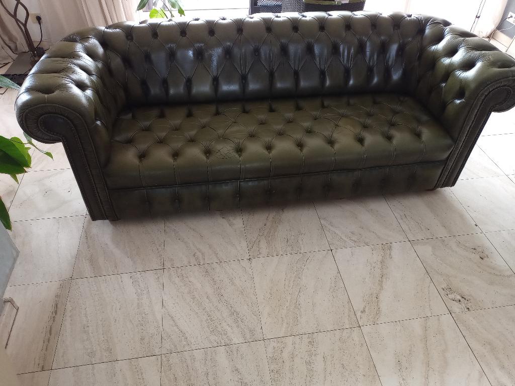 sofa donkergroen, Huis en Inrichting, Zetels | Zetels, Ophalen, Gebruikt, Driepersoons, 75 tot 100 cm