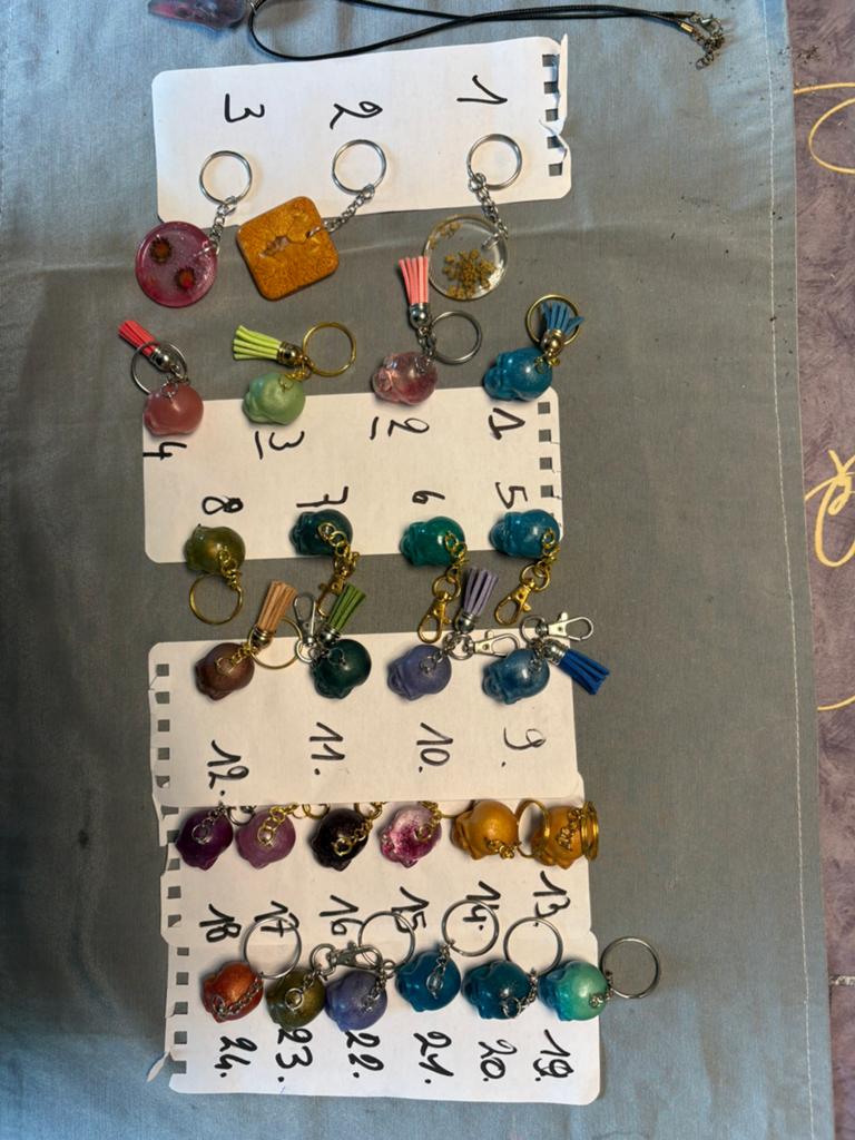 Skull sleutelhanger in epoxy, Ophalen of Verzenden, Zo goed als nieuw