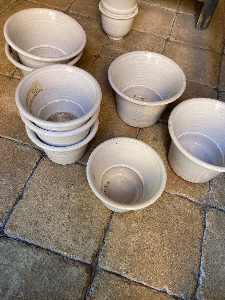 Bloempotten ecru + terracotta, Tuin en Terras, Gebruikt, Rond, Binnen, Ophalen of Verzenden