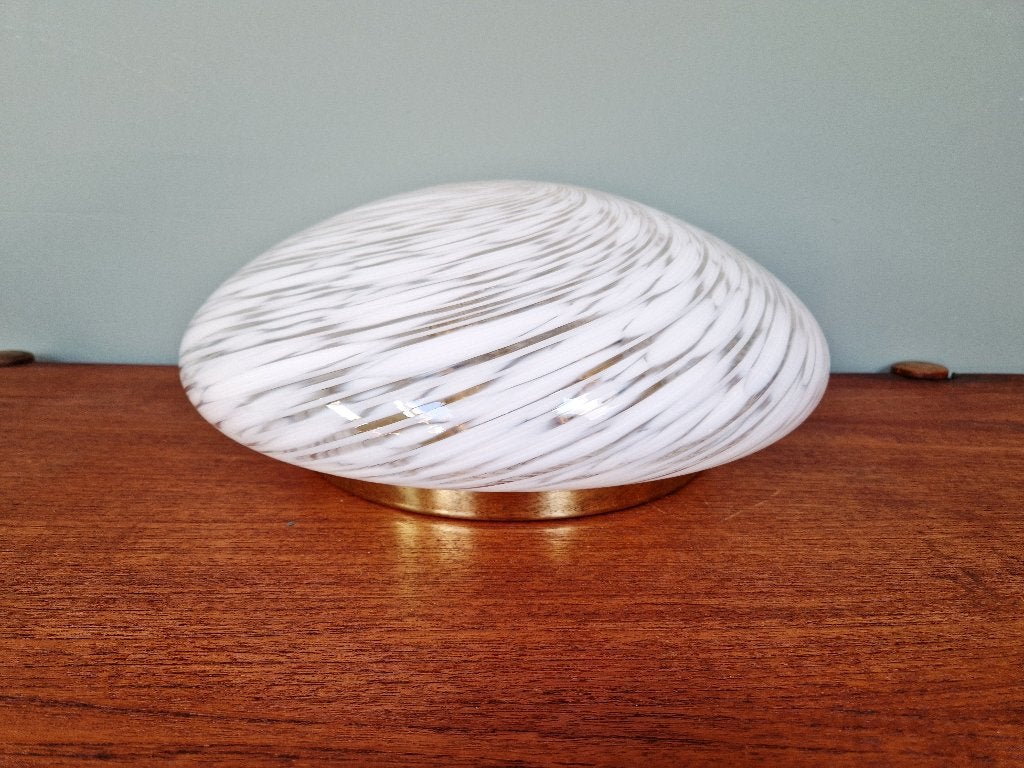 Plafondlamp van messing en Murano-glas, Hillebrand, 1970, Antiek en Kunst, Antiek | Verlichting, Ophalen of Verzenden