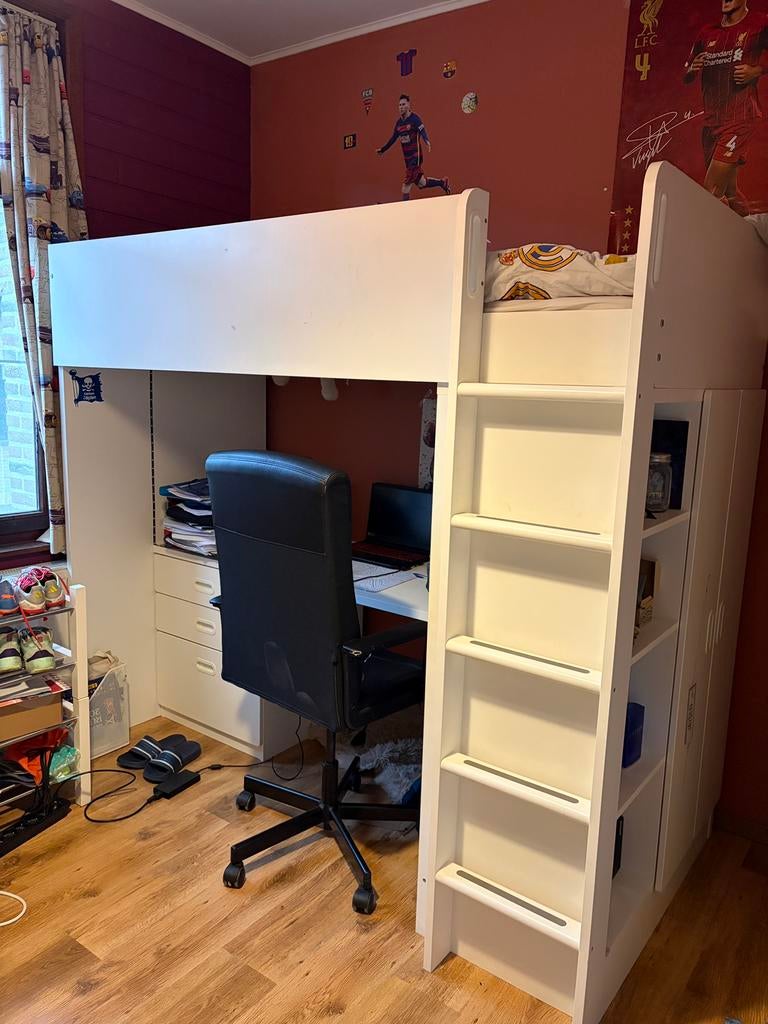 Hoogslaper met bureau IKEA, Kinderen en Baby's, Kinderkamer | Stapelbedden en Hoogslapers, Gebruikt, Hoogslaper, Ophalen