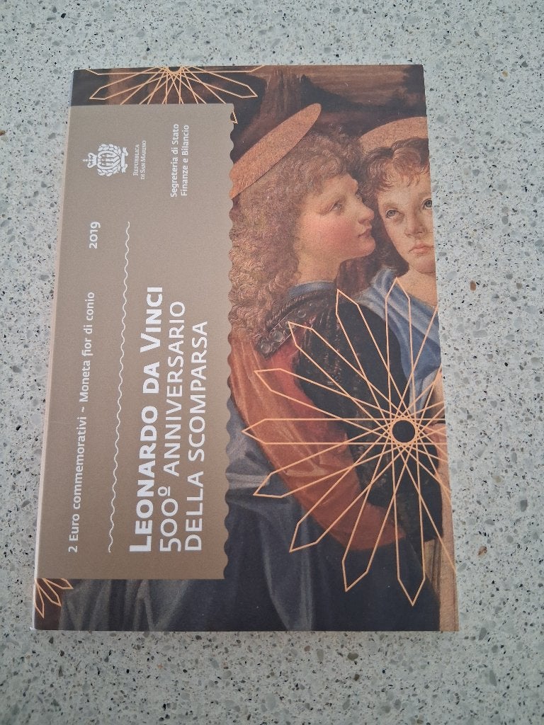 2 euro San Marino 2019 Leonardo da Vinci in boekje, Ophalen of Verzenden, San Marino, 2 euro, Losse munt