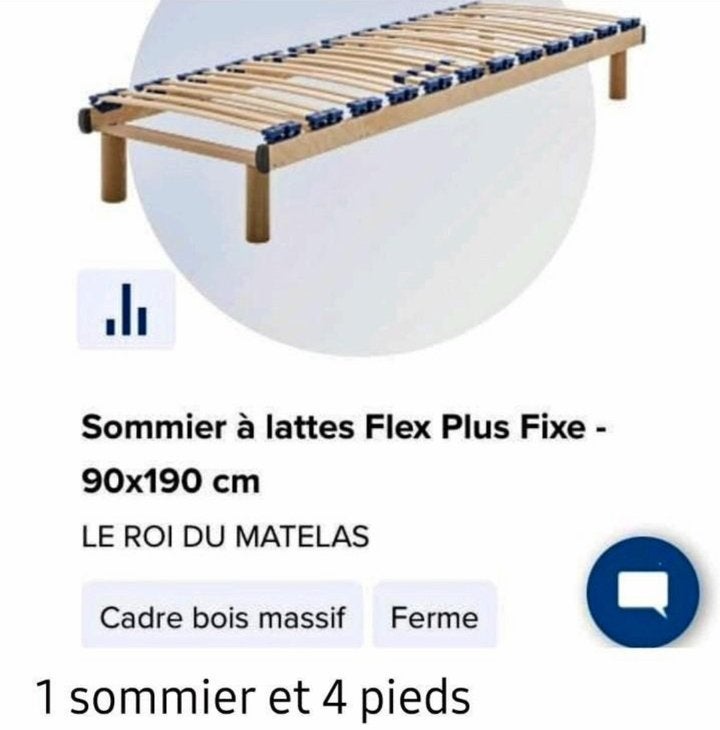 Superbe lit Roi du Matelas sur pieds démontables 90/190, Enlèvement, Comme neuf