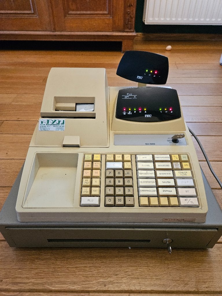 Vintage TEC Kassa werkend en met sleutel, Antiek en Kunst, Ophalen