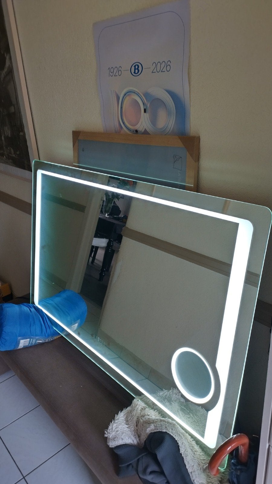 badkamer spiegel met klok en LED verlichting, Huis en Inrichting, Ophalen, Zo goed als nieuw, 100 tot 125 cm, Minder dan 100 cm