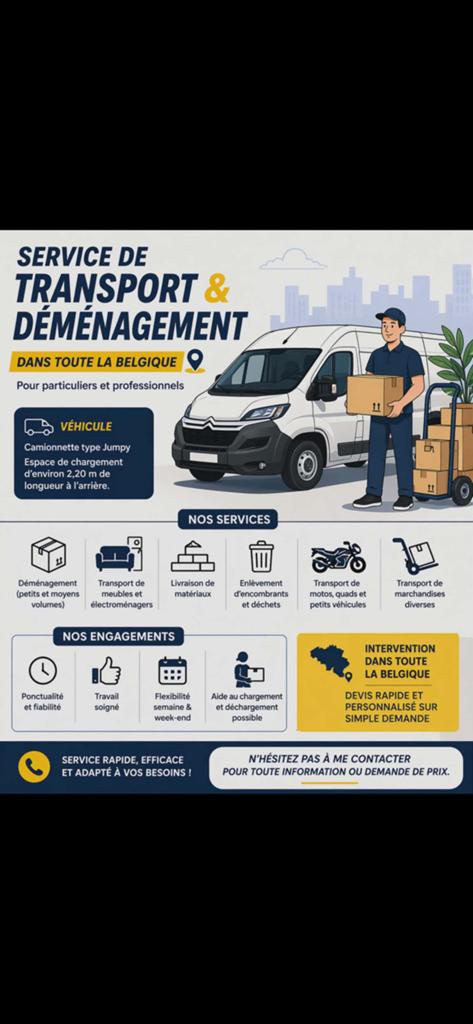 Service de transport & déménagement –  type Jumpy, Une personne