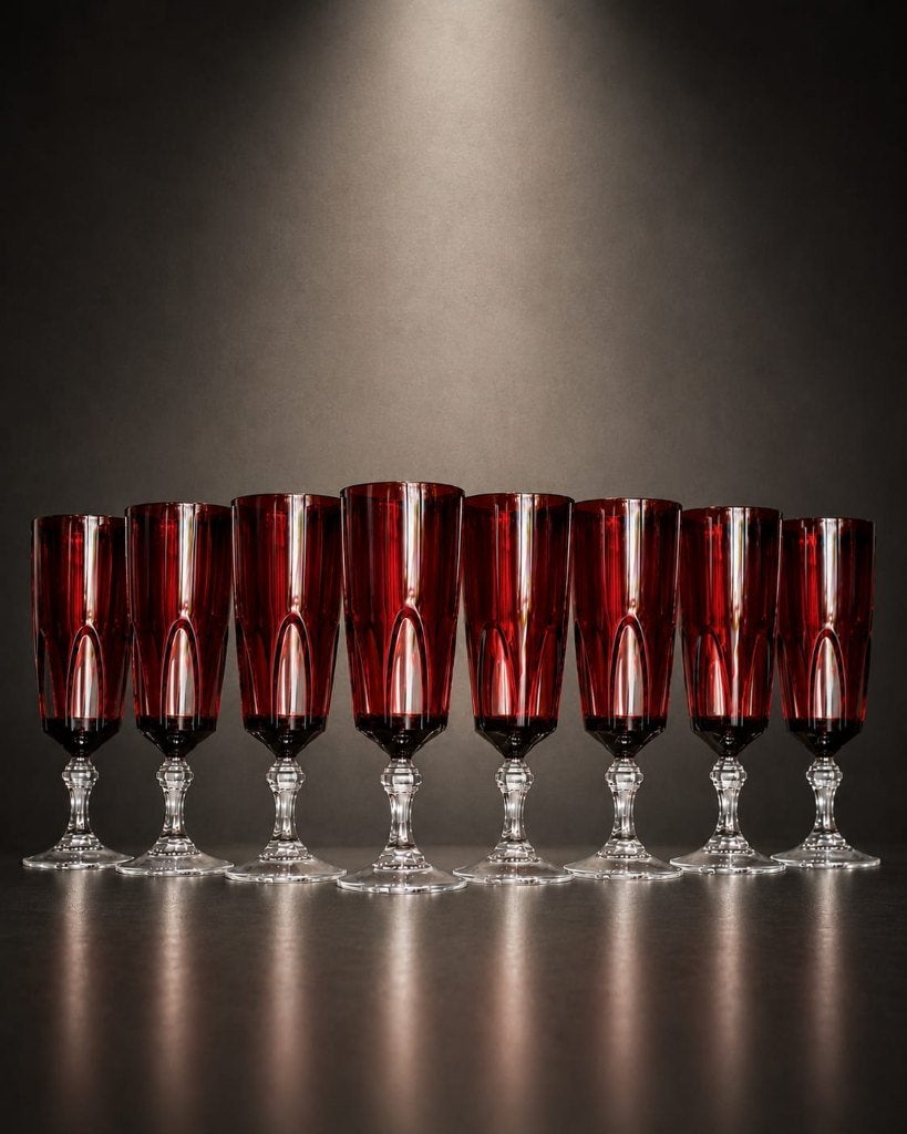 Set van acht vintage Cristal d'Arques champagnefluiten., Antiek en Kunst, Antiek | Glaswerk en Kristal, Ophalen