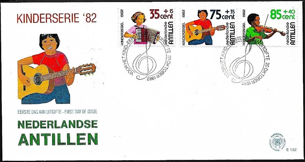 1982 - ANTILLES NÉERLANDAISES - FDC Enfant et musique, Timbres & Monnaies, Timbres | Antilles néerlandaises, Non oblitéré, Envoi