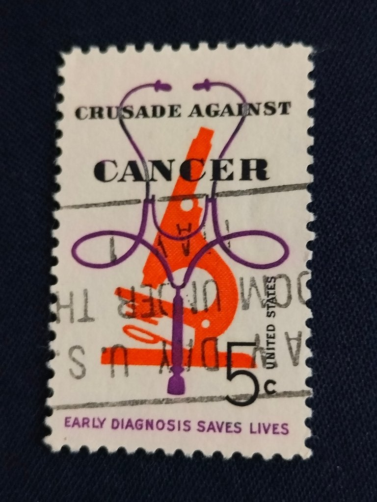 USA 1965 - strijd tegen kanker, gezondheidszorg, microscoop, Verzenden, Gestempeld, Noord-Amerika