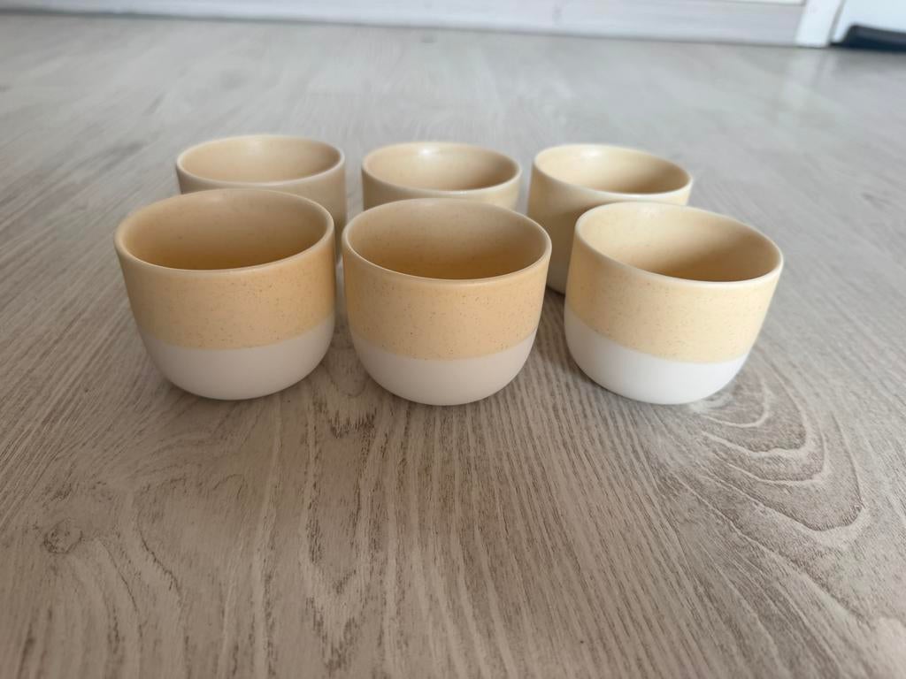 6 tasses à café en grès beige et crème NEUVE, Neuf, Enlèvement ou Envoi, Autres matériaux, Autres styles