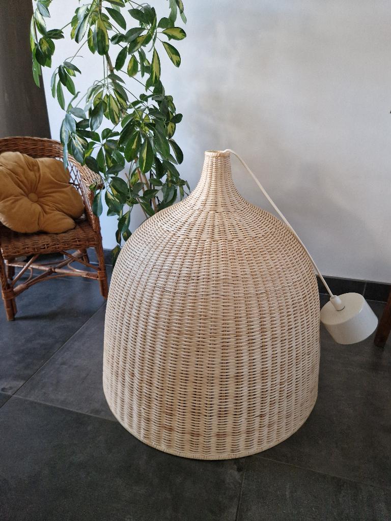Grote IKEA rieten kroonluchter, Ophalen of Verzenden, Zo goed als nieuw, Overige materialen, Scandinave