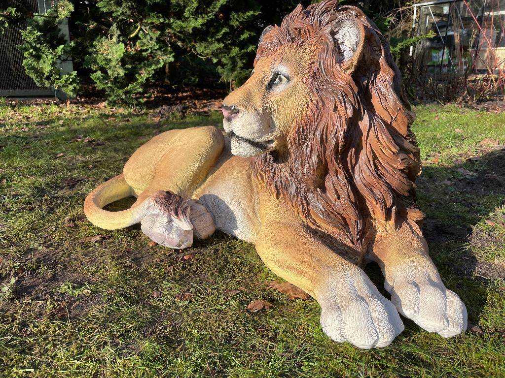 Statue de lion, salon, jardin, piscine, étang 100cm, Enlèvement, Neuf, Synthétique, Animal