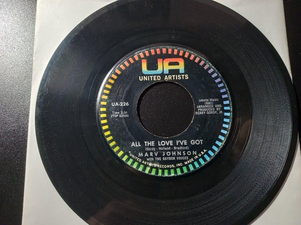 Marv Johnson - All The Love I've Got '7 " Popcorn ", Gebruikt, 7 inch, Ophalen of Verzenden, Beschermende buitenhoes