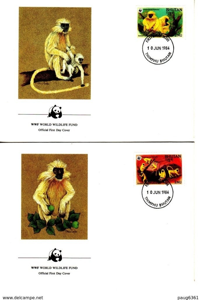 Enveloppes ( FDC ) animaux ; singes et gorilles, Enlèvement ou Envoi, Affranchi, Animal et Nature