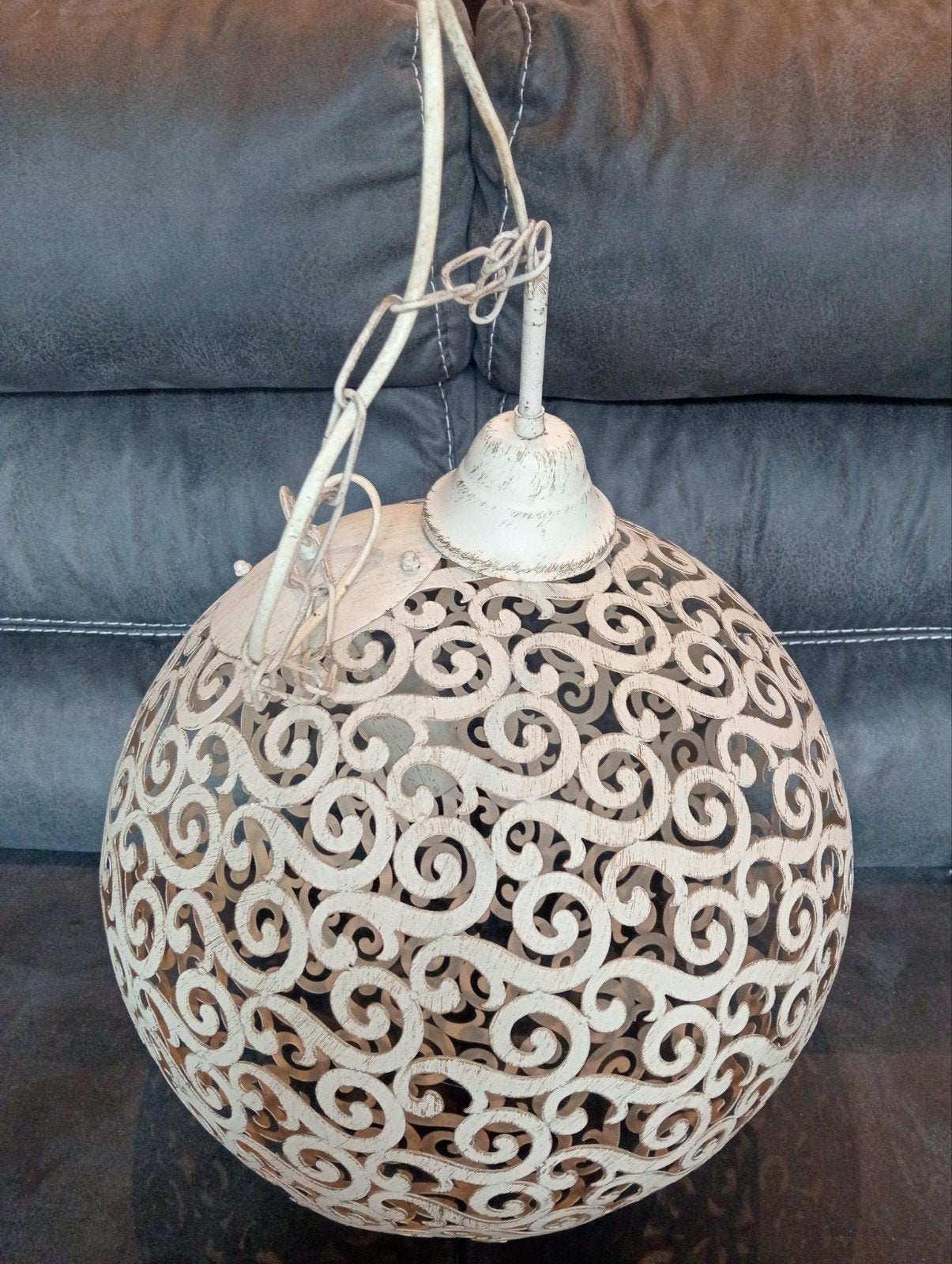 Suspension boule en métal – style shabby chic, Enlèvement, Comme neuf, Métal