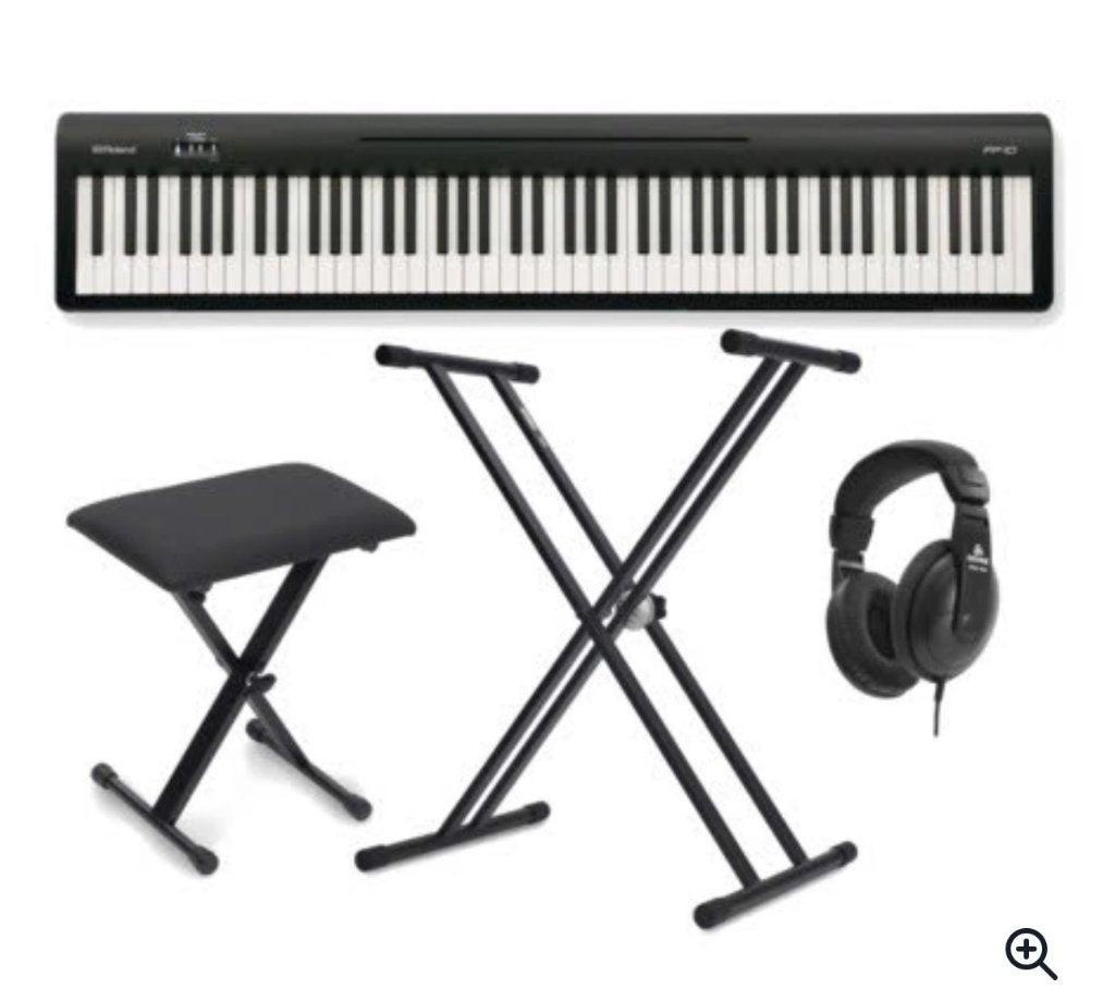 Stand de piano numérique Roland FP-10 BK, siège et casque, Enlèvement, Comme neuf, Noir, Piano