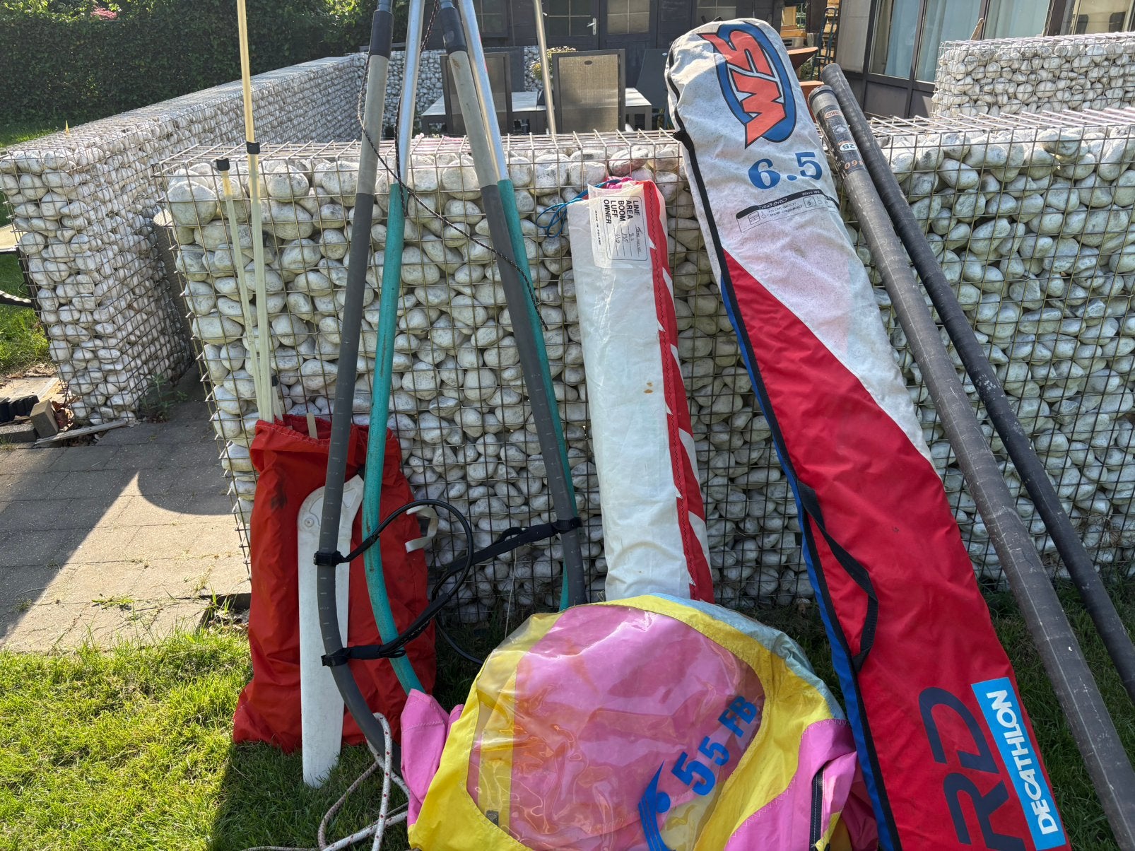 Surfuitrusting, complete set, Watersport en Boten, Windsurfen, Gebruikt, 5 tot 6.5 m², Met mast, 300 cm of meer