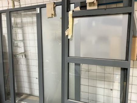 raampartij alu antraciet 100x250 en 200x250, Ophalen, Gevelraam of Ruit, 160 cm of meer, Zo goed als nieuw