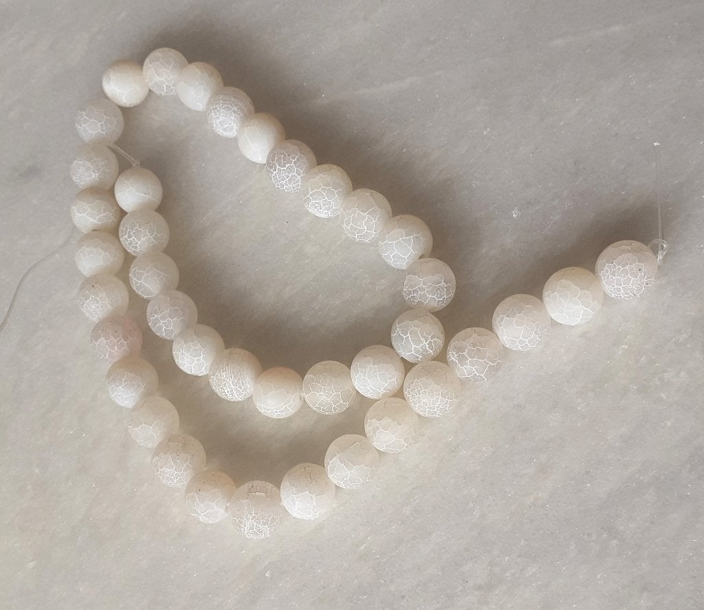 lot kralen witte crackle agaat 10 mm +- 39, Enlèvement ou Envoi, Neuf, Perle